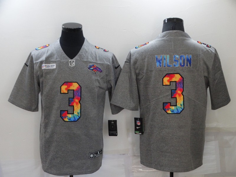 Men's Denver Broncos Russell Wilson #3 Gray Jersey